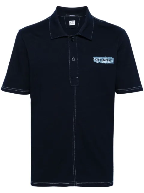 C.P. Company logo-embroidered cotton polo shirt Blue 16CMPL151A110056W
