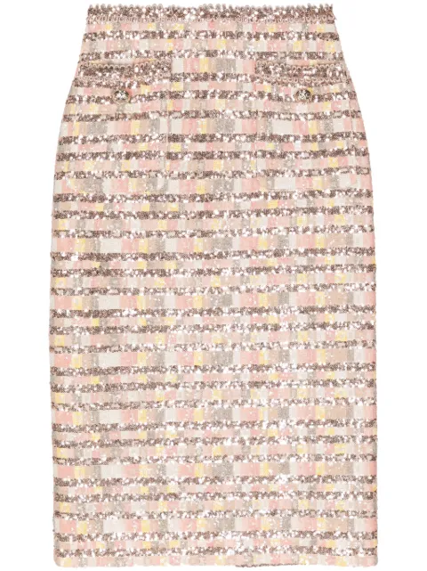Elie Saab Camaleonte sequin-embellished midi skirt Neutrals SK029NS24PA002