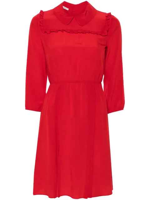 Miu Miu Pre-Owned 2000s ruffled detail silk dress Red HOLAMIU100A