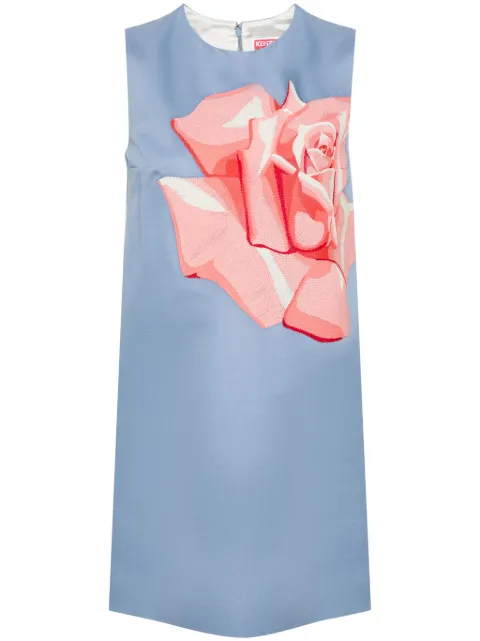 Kenzo Rose-embroidered mini dress Blue FE52RO2809OV
