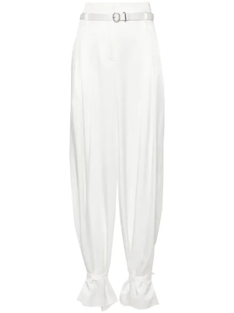 Jil Sander belted ankle-tie tailored trousers White J02KA0214J76018