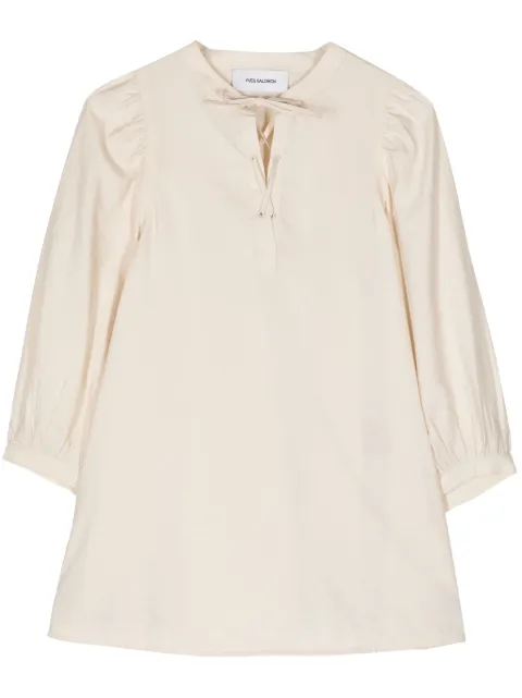 Yves Salomon tie-neck silk seersucker blouse Neutrals 24E24EYH01265CREX