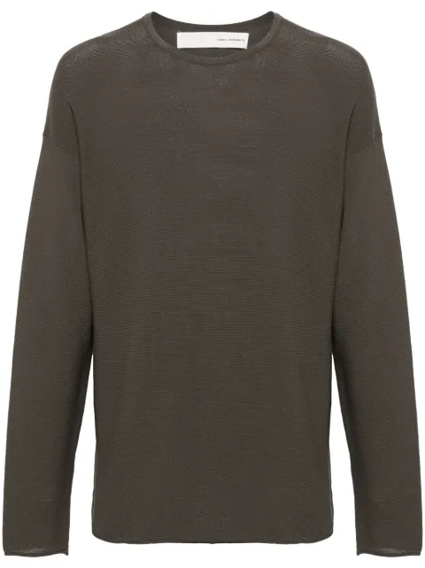 Isabel Benenato rolled-trim cotton jumper Green UK02S24