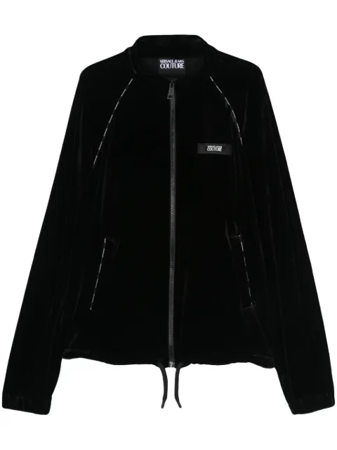 Versace Jeans Couture logo-appliqué velour jacket Black 76GAI328J0082