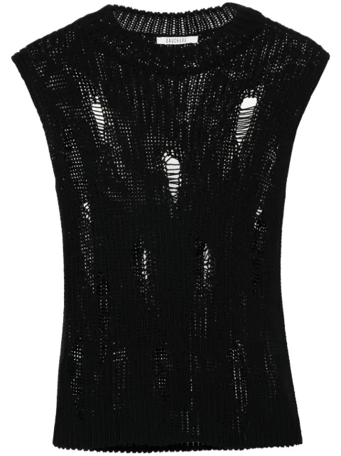 Gauchère distressed cotton vest Black P12427760592