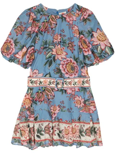 FARM Rio Wonderful Bouquet-print minidress Blue 318676