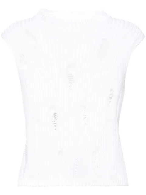 Gauchère distressed cotton vest White P12427760592