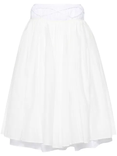QUIRA layered cotton midi skirt White Q220CV