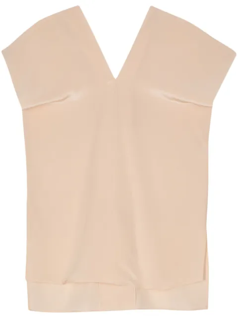 ASPESI V-neck crepe silk blouse Neutrals G563B753