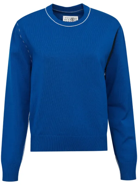MM6 Maison Margiela crew-neck cut-out jumper Blue S62HL0025M13012