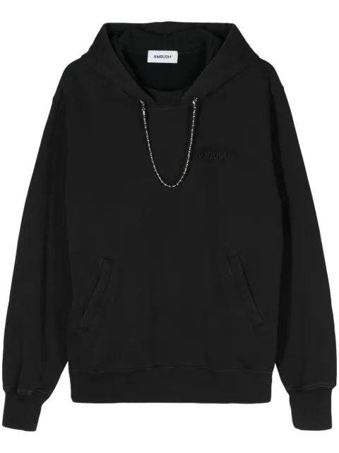 AMBUSH ballchain-detail cotton hoodie Black BMBB001S24FLE0011010