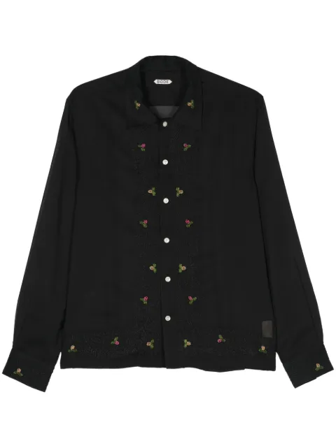 BODE Beaded Framboise semi-sheer shirt Black MRS24SH031PBKMLT