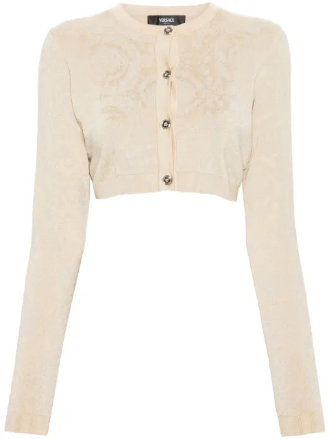 Versace Barocco lurex cropped cardigan Neutrals 10110201A10004
