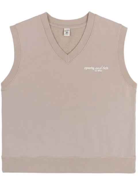 Sporty & Rich Tank logo-embroidered cotton vest Neutrals VNAW2317EL