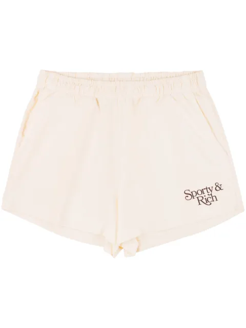 Sporty & Rich Bardot Disco cotton track shorts Neutrals SHAW2311CR