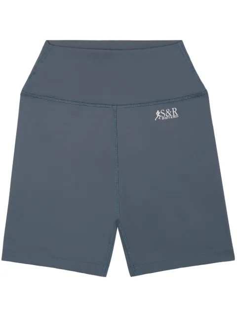 Sporty & Rich Action logo-print biker shorts Blue SH821VO