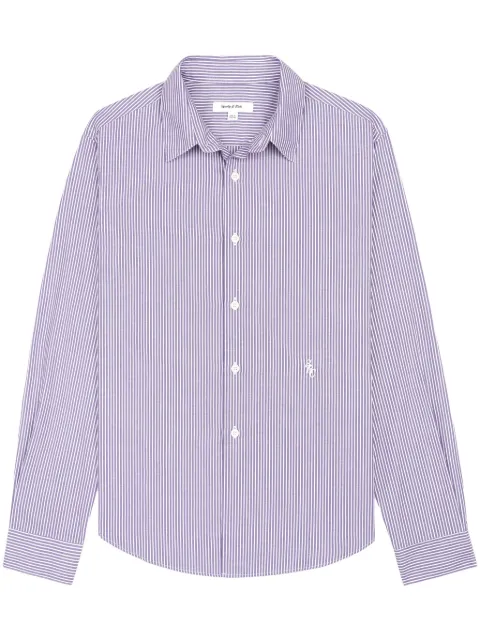 Sporty & Rich logo-embroidered striped cotton shirt Purple STAW235PU