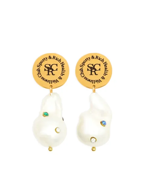 Sporty & Rich rhinestone-embellished pearl earrings White ACSS238WH