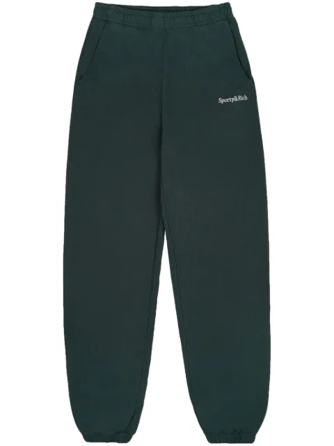 Sporty & Rich Serif Logo cotton track pants Green SWAW2328FO