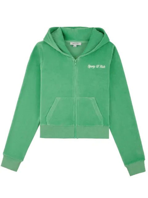 Sporty & Rich Italic Logo cotton hoodie Green HO911VE