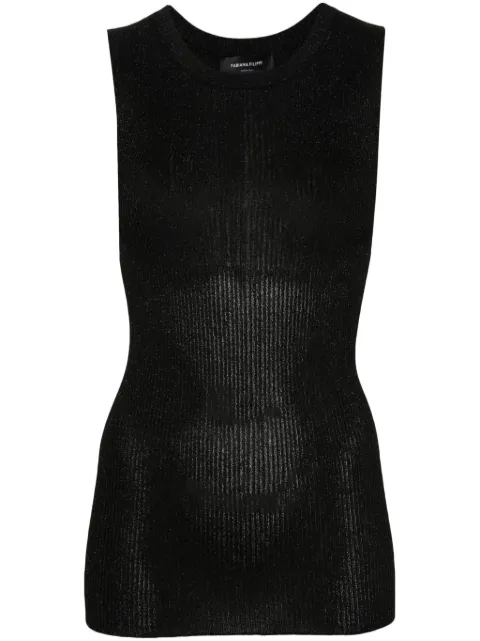 Fabiana Filippi metallic-thread ribbed tank top Black MAD264F065