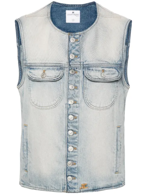 Courrèges logo-embroidered denim vest Blue 124DBL151DE0016