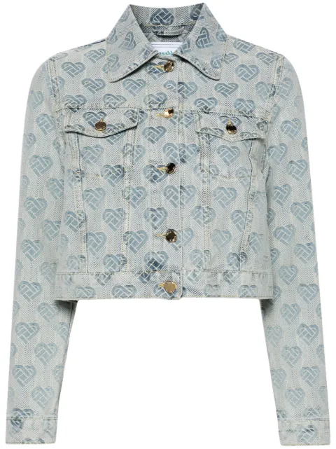 Casablanca heart monogram-jacquard denim jacket Blue WS24JK02501