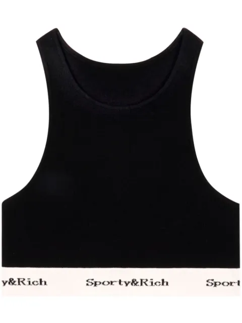 Sporty & Rich Serif Logo cropped tank top Black LCAW233BK