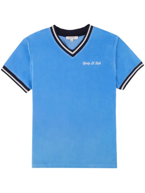 Sporty & Rich logo-embroidered V-neck T-shirt Blue TS911CA