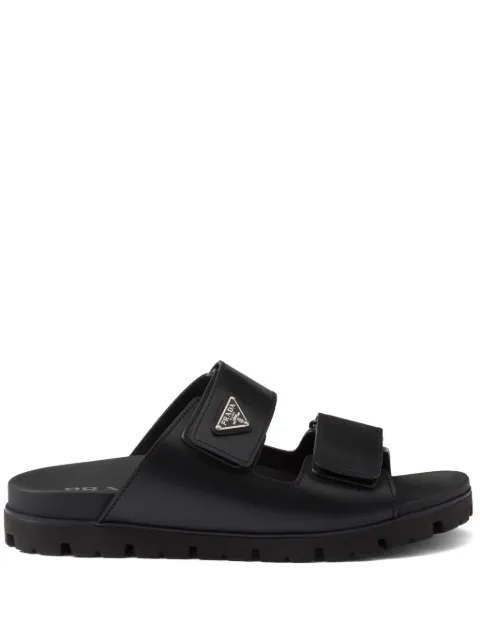Prada leather strap slides Black 2X3129FG0003LEM
