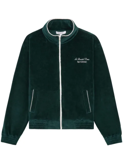 Sporty & Rich Faubourg cotton velour track jacket Green JAAW2347FG