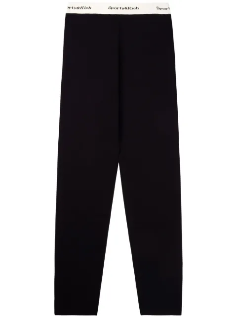 Sporty & Rich serif-logo ribbed leggings Black LEAW2312BK2