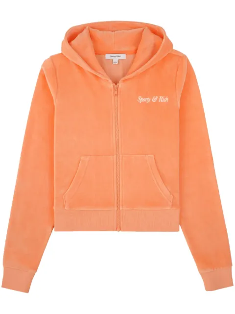 Sporty & Rich Italic-logo zip-up hoodie Orange HO911PE