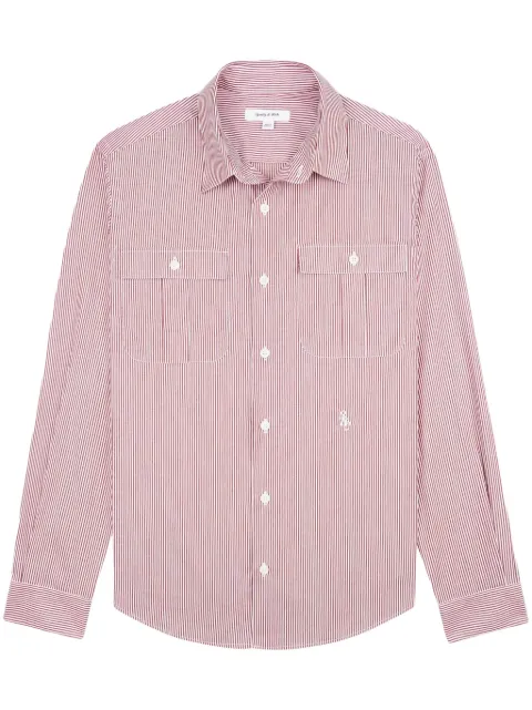 Sporty & Rich Utility logo-embroidered striped shirt Red STAW238ME