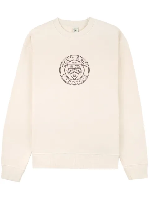 Sporty & Rich Connecticut Crest cotton sweatshirt Neutrals CRAW2313CR
