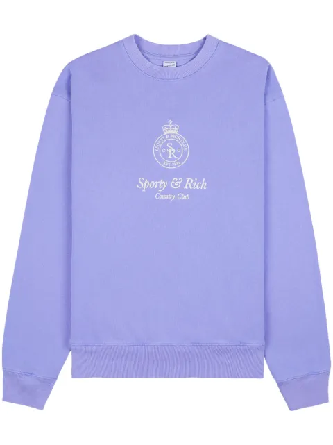Sporty & Rich Crown-embroidered cotton sweatshirt Purple CRAW2343NI