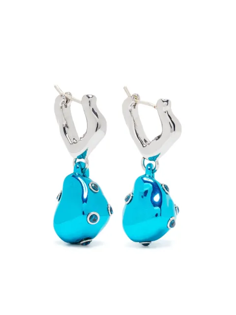 Vann Jewelry small Pierced Pearl drop earrings Silver AW23ER006SB027