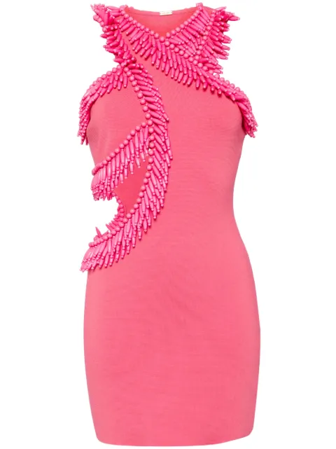 Cult Gaia bead-embellished cut-out dress Pink KDSHYN