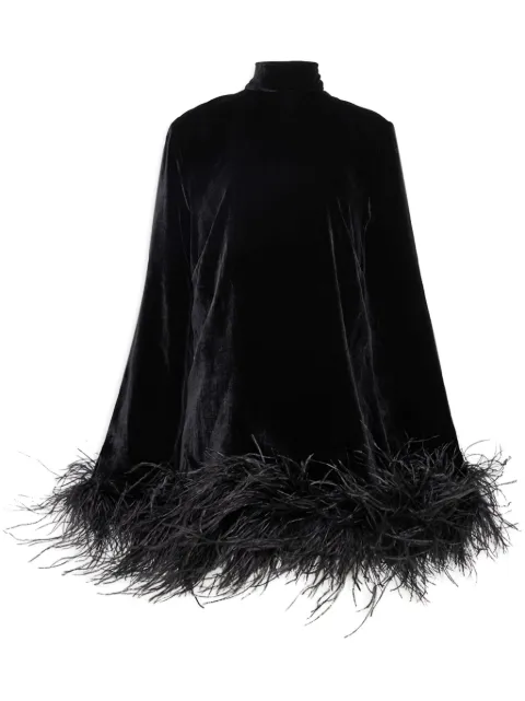 Taller Marmo Gina feather-trim minidress Black TMPS2422133
