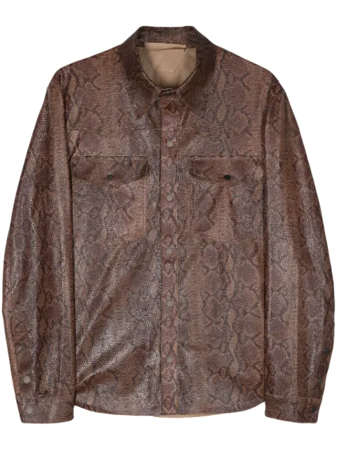 Salvatore Santoro snake-print leather jacket Brown 46537U
