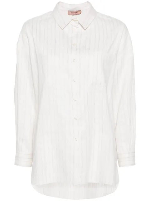 TWINSET metallic-threading striped shirt Neutrals 241TT2221