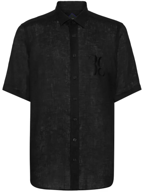 Billionaire Linen Silver Cut shirt Black IADCMRP2190BTE048N