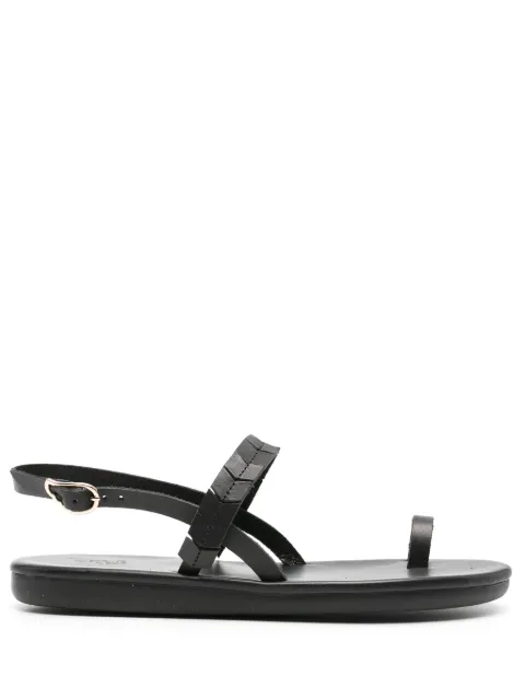 Ancient Greek Sandals Kamara leather sandals Black KAMARA