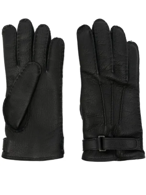 Zegna logo-debossed leather gloves Black Z4G00GG40