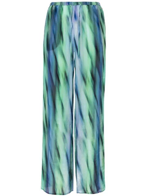 Armani Exchange abstract-print lightweight straight trousers Green 3DYP16YN7QZ
