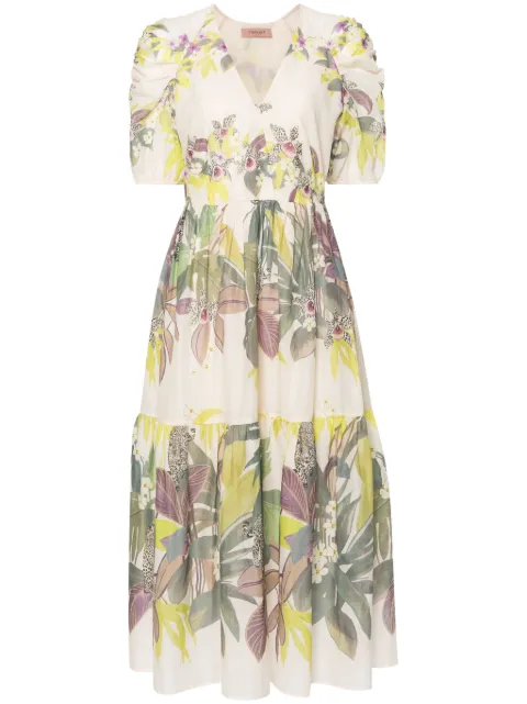 TWINSET jungle-print muslin dress Green 241TT2441