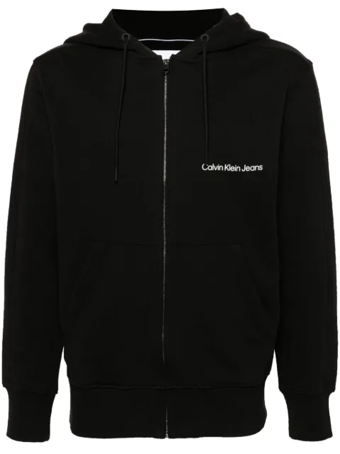 Calvin Klein Jeans logo-print zipped hoodie Black J30J325148