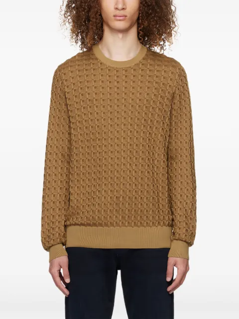 BOSS geometric-pattern silk sweater Brown 50508159