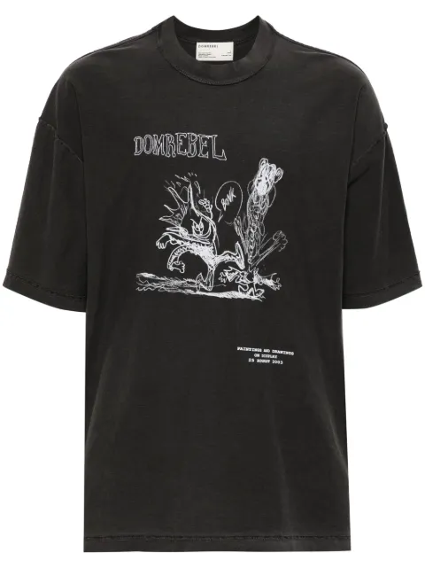 DOMREBEL Comic Kick graphic-print cotton T-shirt Grey COMICKICK