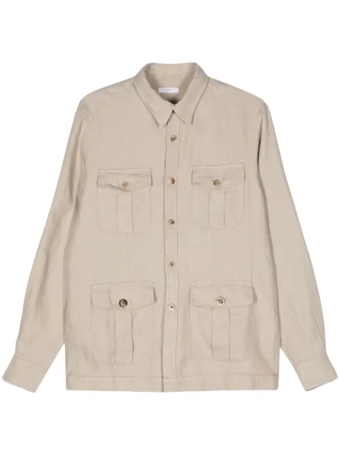 Boglioli herringbone linen shirt Neutrals 603LSB4015